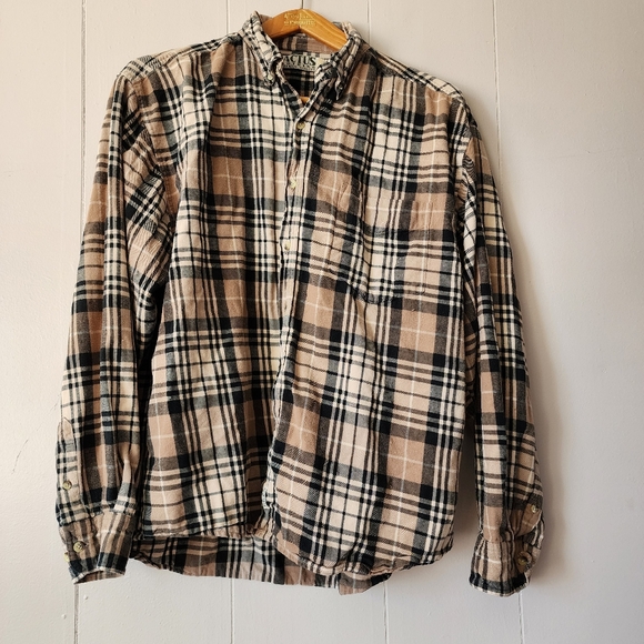 Cactus Other - Cactus Clothing Men’s Button Down Shirt Size Large Tan Black Plaid 100% Cotton L